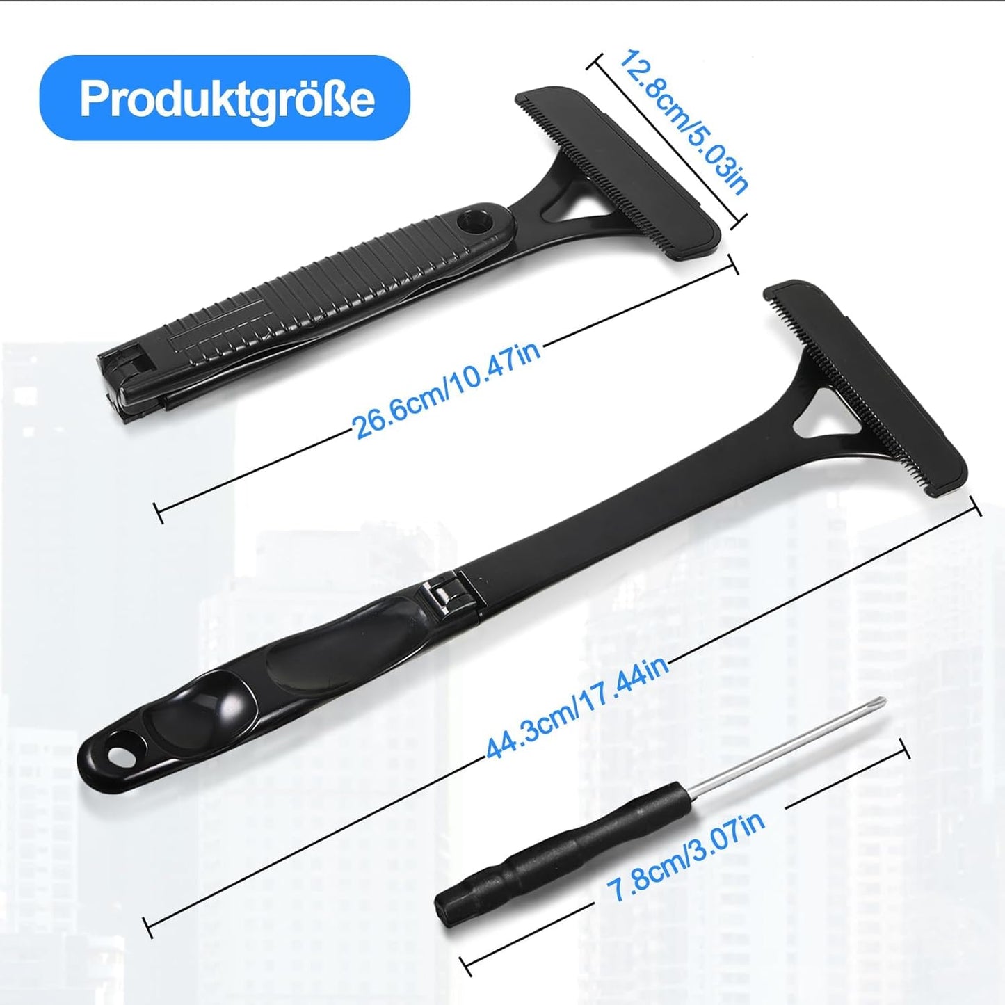 Foldable 5-Blade Back Shaver for Men – removable, manual razor for back, body, legs, and hands.