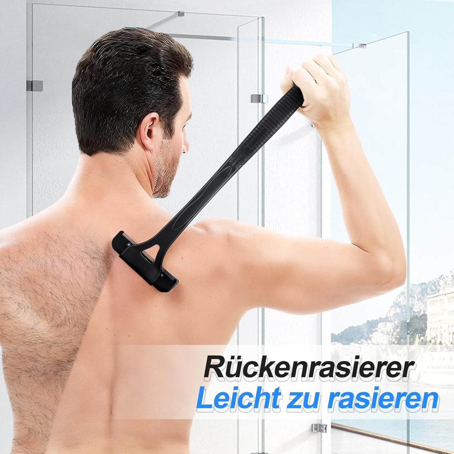 Foldable 5-Blade Back Shaver for Men – removable, manual razor for back, body, legs, and hands.