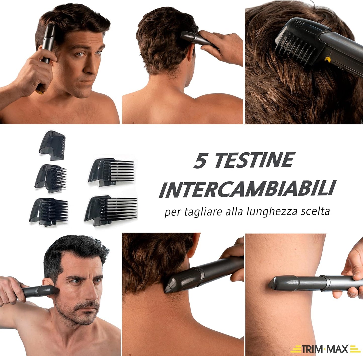 TRIM-MAX 5-in-1 Cordless Electric Shaver – LED precision trimmer for beard, hair, body, neck, nose, and ears.