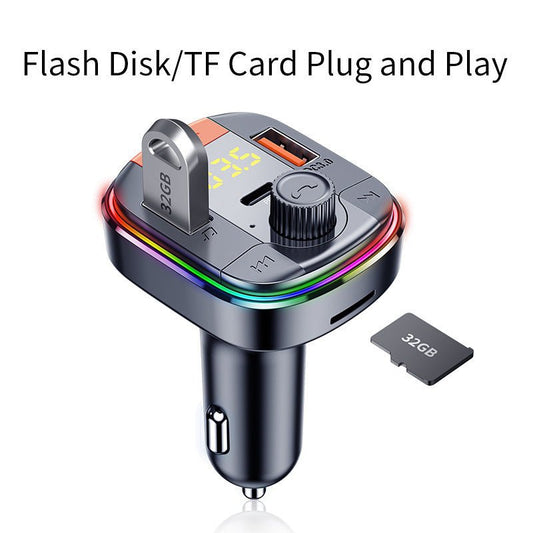 Car Mp3 Player Colorful Light Hands-Free Car Bluetooth,  Car Charger