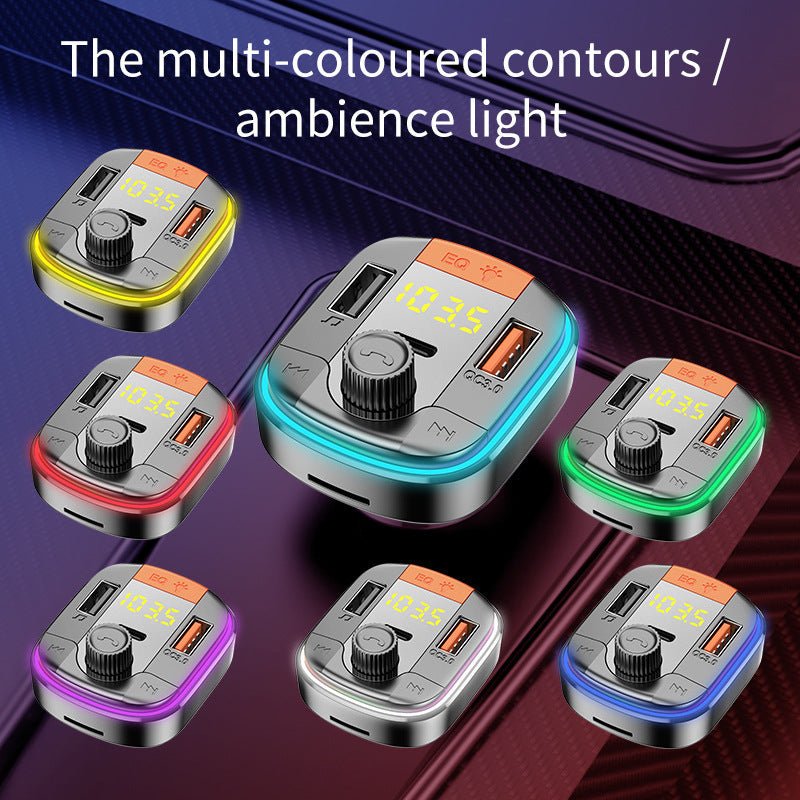 Car Mp3 Player Colorful Light Hands-Free Car Bluetooth, Car Charger