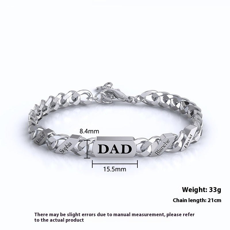 DIY Engraved Hip Hop Parent Child Cuban Chain Bracelet