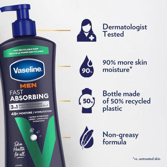 Vaseline - Men Fast Absorbing 3-in-1 Lotion