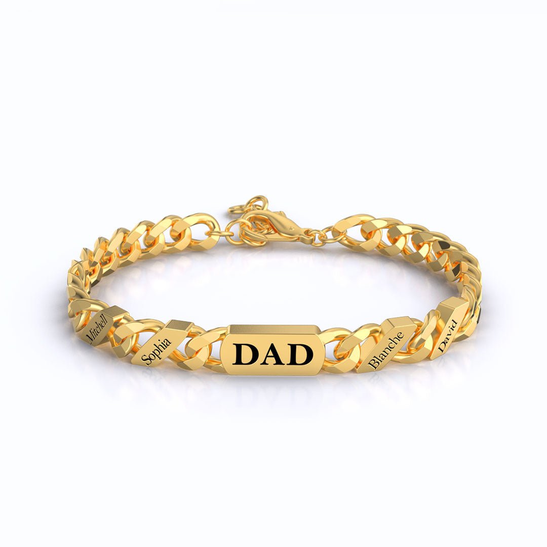 DIY Engraved Hip Hop Parent Child Cuban Chain Bracelet