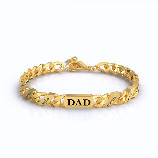 DIY Engraved Hip Hop Parent Child Cuban Chain Bracelet