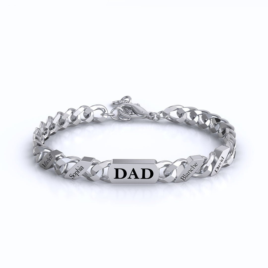DIY Engraved Hip Hop Parent Child Cuban Chain Bracelet