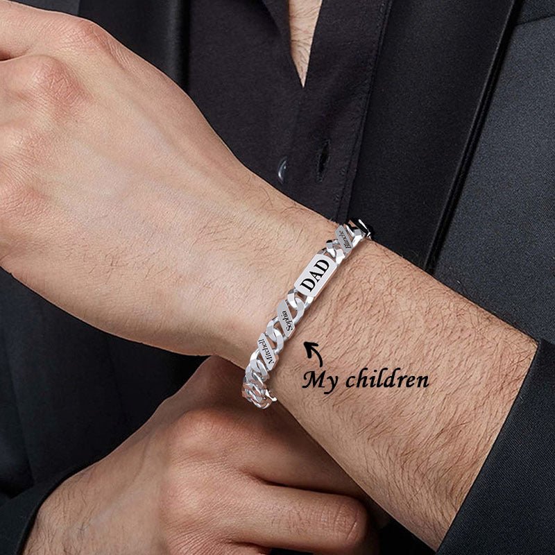 DIY Engraved Hip Hop Parent Child Cuban Chain Bracelet