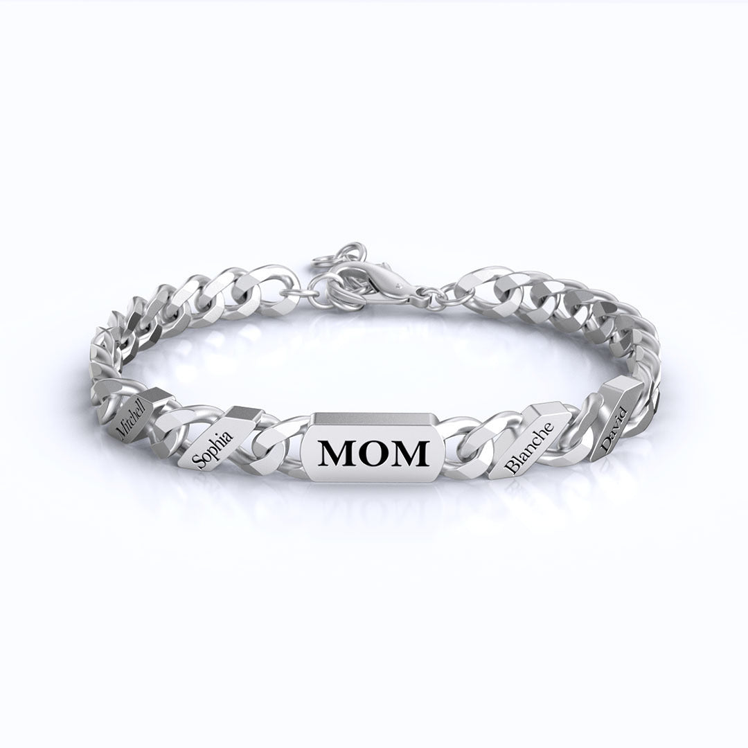 DIY Engraved Hip Hop Parent Child Cuban Chain Bracelet