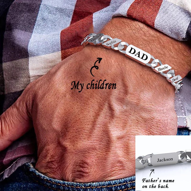 DIY Engraved Hip Hop Parent Child Cuban Chain Bracelet