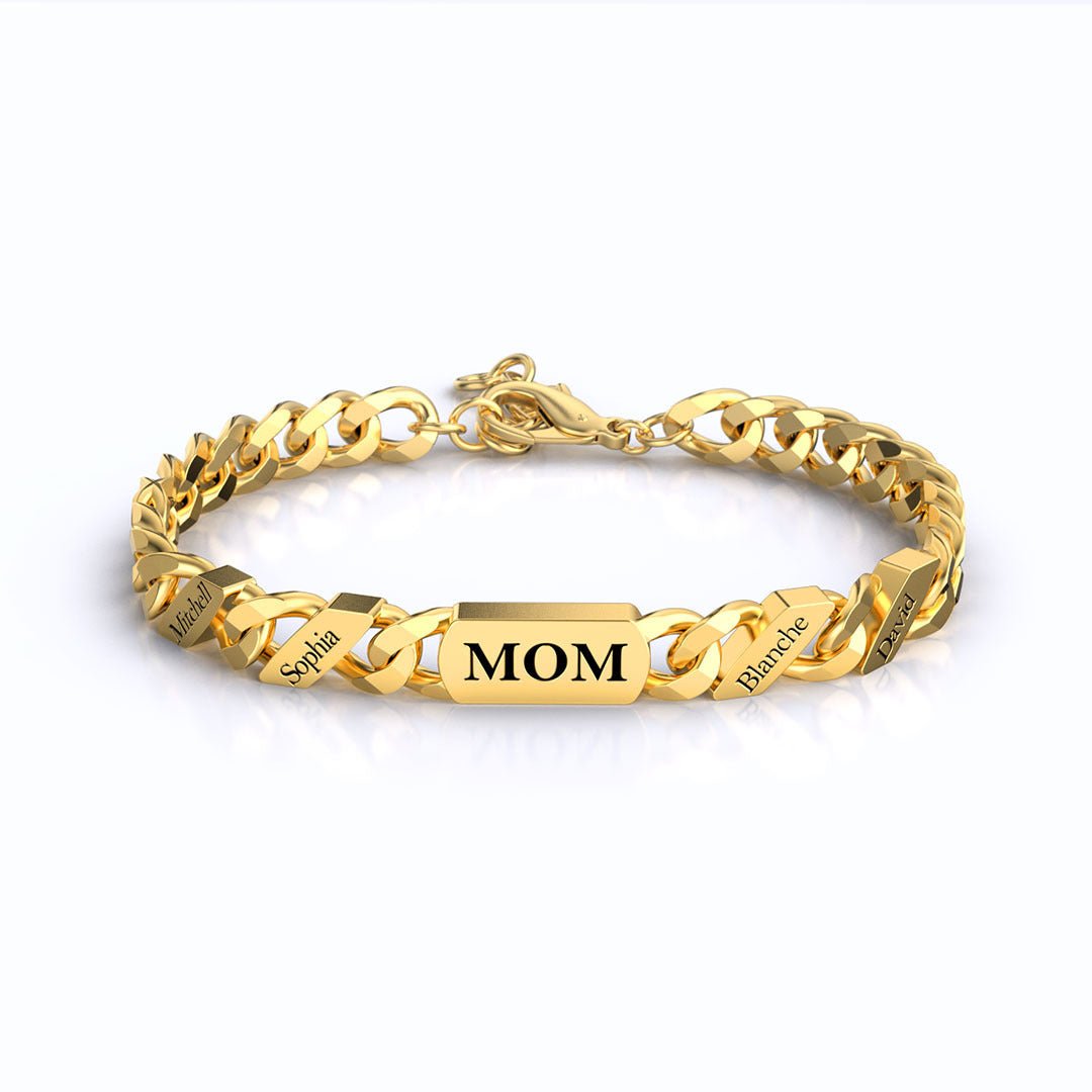 DIY Engraved Hip Hop Parent Child Cuban Chain Bracelet