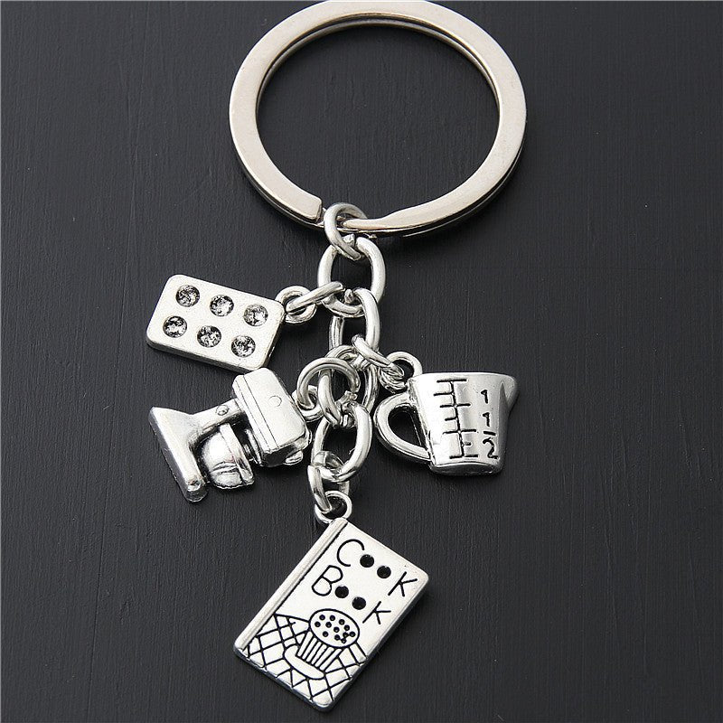 Girl Heart Cake Mold Pizza Keychain Bag Charm