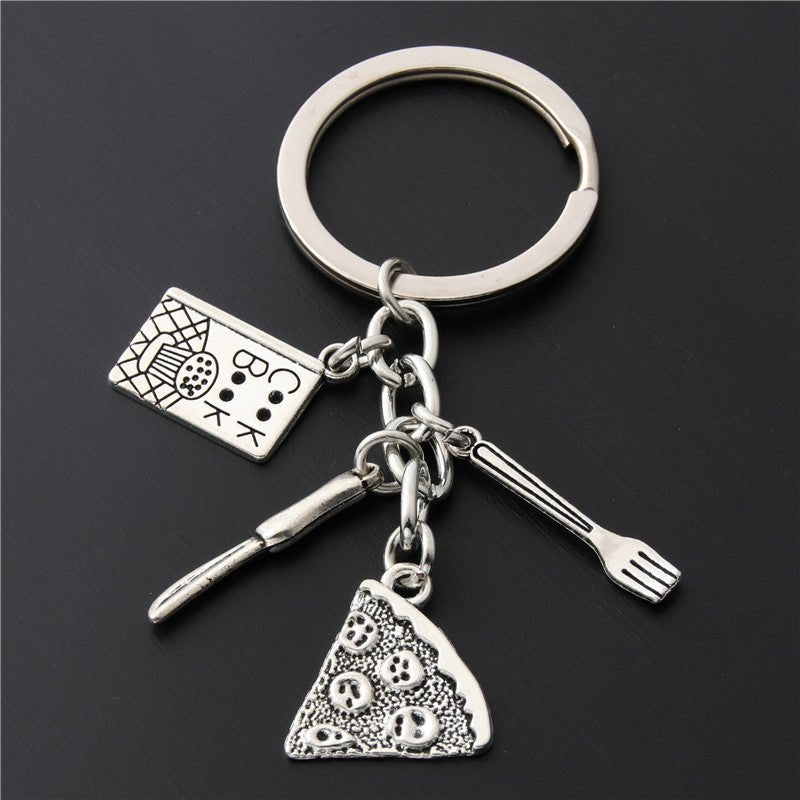 Girl Heart Cake Mold Pizza Keychain Bag Charm